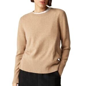 J. Crew Cashmere Classic Fit Crewneck Sweater Heather Camel BA400 Size XL New
